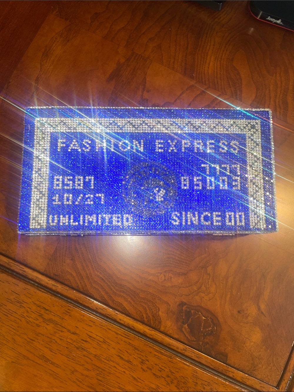 Fashion Express Bling Card Clutch/bag.  Blue & Silver pretty